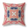 Homeroots 18 in. Red & Cream Geo Tribal Indoor & Outdoor Throw Pillow Multi Color 411760